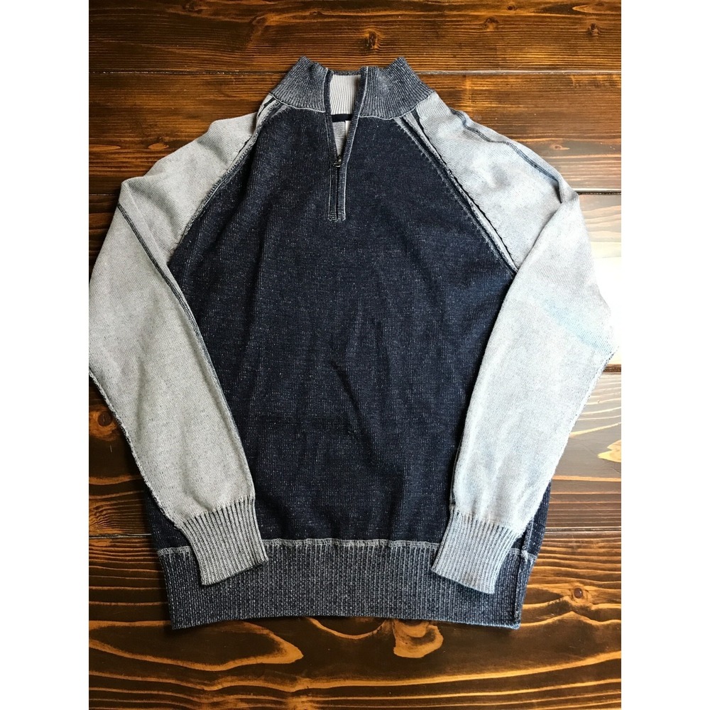 Established 1897 Sweater, Men's, Small, Navy Blue Gray, ¼ Zip, RN#124205
